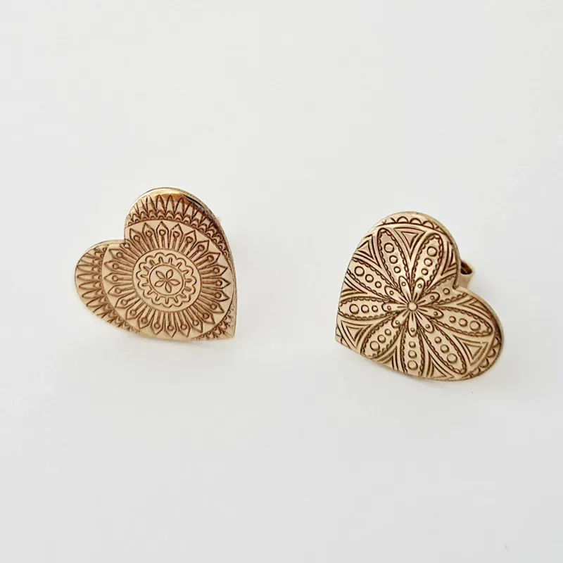 14K Mandala Szív Fülbevaló