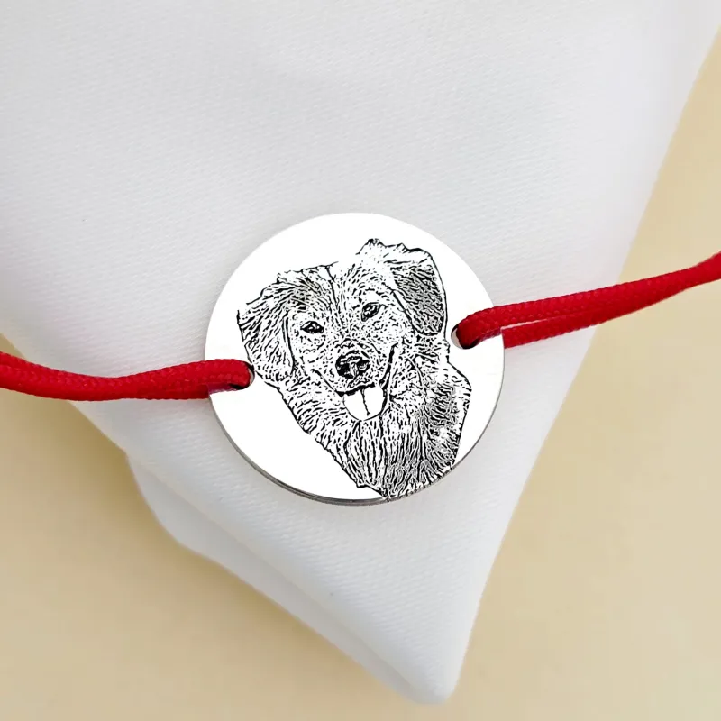 Gravírozott Fényképes Karkötő - Mindig Közel - 925 Sterling Ezüst - Állítható Zsinór