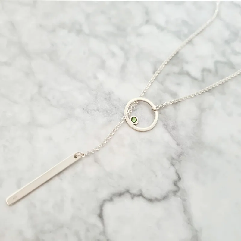 Ezüst Kör és Lemez Y Nyaklánc Swarovski kristállyal