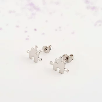 Puzzle Fülbevaló - 14K Fehér Arany - Természetes Gyémánt - Stekkeres