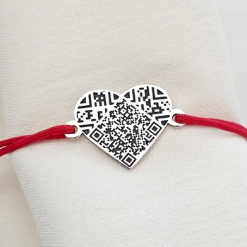 QR Kód Karkötő - Szívből Jövő Üzenet - Állítható Zsinór