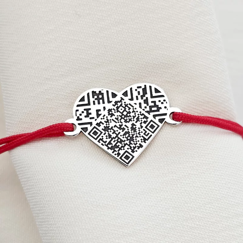 QR Kód Karkötő - Szívből Jövő Üzenet - Állítható Zsinór