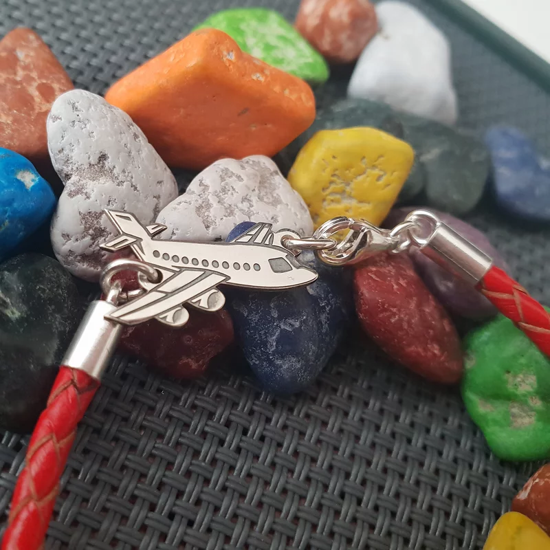 Repülő Karkötő - 925 Sterling Ezüst - Fonott Bőr Karkötő