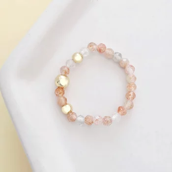 SOLO ÉLETERŐ gyűrű - Narancs Achát gyöngyök és 18 K Sárga Aranyozott Ezüst golyók