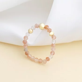 SOLO ÉLETERŐ gyűrű - Narancs Achát gyöngyök és 18 K Sárga Aranyozott Ezüst golyók