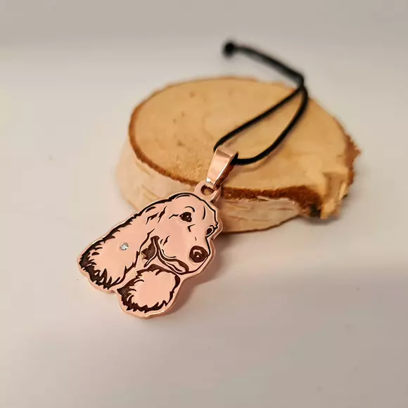 14K Cocker Spaniel Medál Gyémánttal R