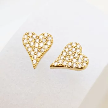 Sparkle Heart Fülbevaló – 925 Cirkónia Kövekkel - 18K Sárga Aranyozott 925 Sterling Ezüst
