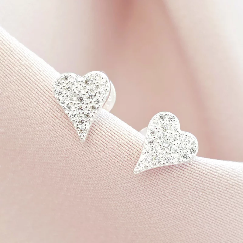 Sparkle Heart Fülbevaló – 925 Cirkónia Kövekkel - 925 Sterling Ezüst