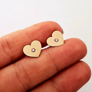 14K Szív Fülbevaló Swarovski Kristállyal