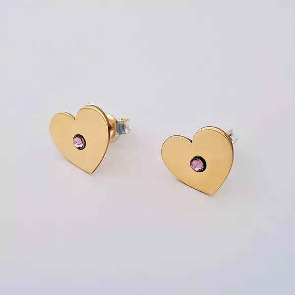14K Szív Fülbevaló Swarovski Kristállyal