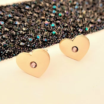 14K Szív Fülbevaló Swarovski Kristállyal