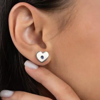 Ezüst Szív Fülbevaló Swarovski Kristállyal