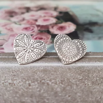 Ezüst Mandala Szív Fülbevaló