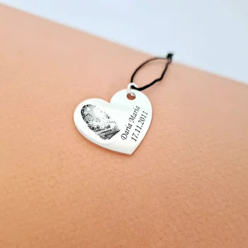 Szíves medál lenyomattal és üzenettel - Ezüst 925