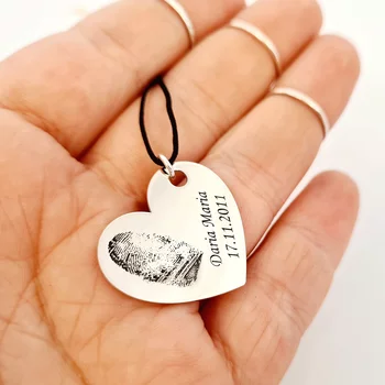 Szíves medál lenyomattal és üzenettel - Ezüst 925