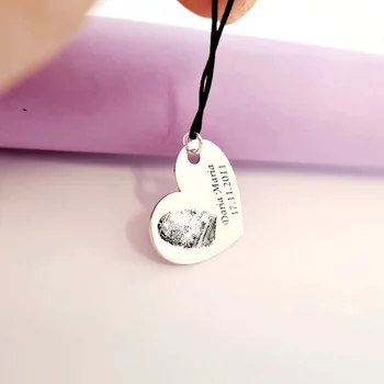 Szíves medál lenyomattal és üzenettel - Ezüst 925