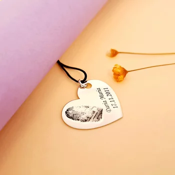 Szíves medál lenyomattal és üzenettel - Ezüst 925