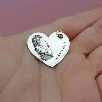 Szíves medál lenyomattal és üzenettel - Ezüst 925