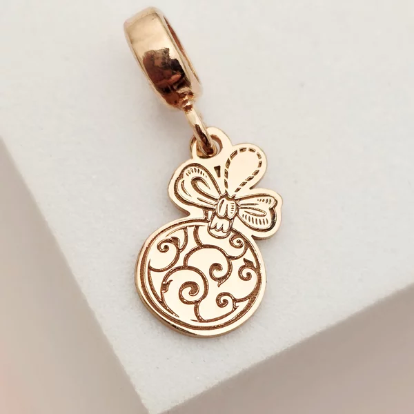 Személyre szabott karácsonyi bűbáj - Globe - Ezüst 925, 18 karátos rózsaszín arannyal bevonva