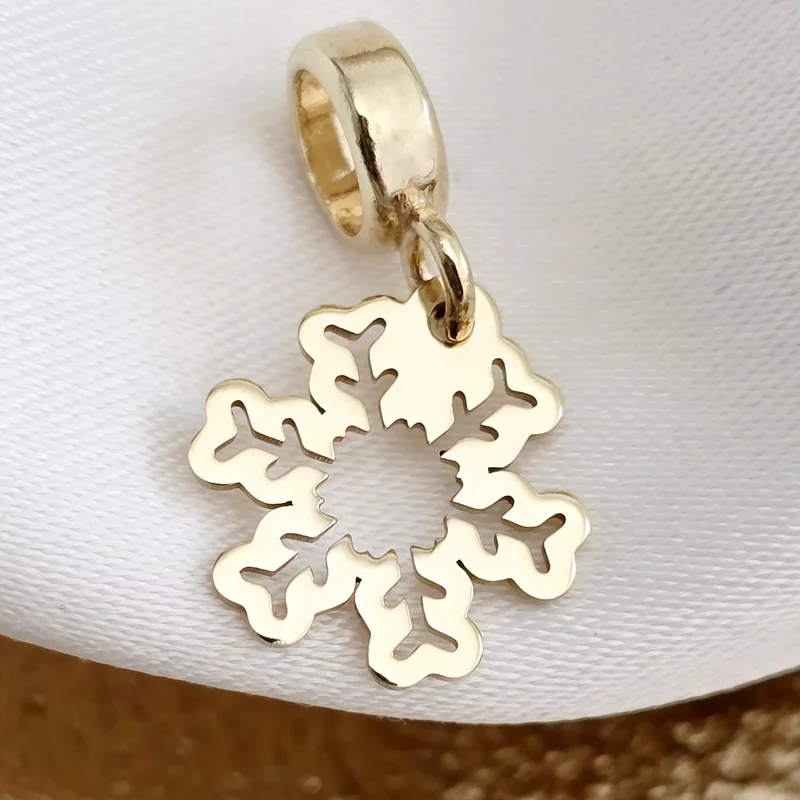 Személyre szabott karácsonyi bűbáj - Hópehely - Ezüst 925 18 karátos sárga arannyal bevonva
