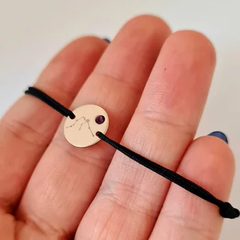 Ezüst Csillagkép Érme Karkötő Swarovski kristállyal és állítható zsinórral