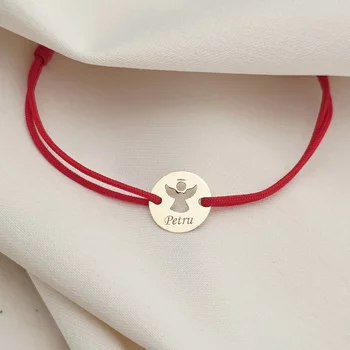 14K Nyitott Szárnyú Angyal Érme Karkötő állítható zsinórral