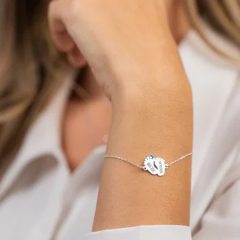 Személyre szabott lábkarkötő lánccal - 925 ezüst - Swarovski kristály