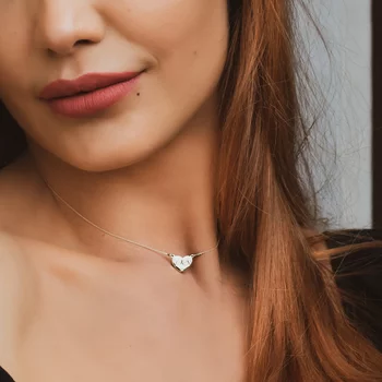 14K Szív Nyaklánc Gyémánttal