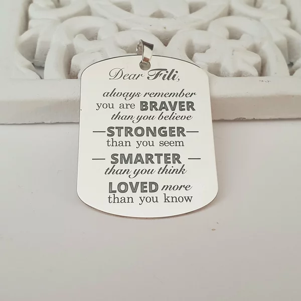 Személyre szabott medál - bátrabb, erősebb, okosabb, szeretett - Ezüst 925