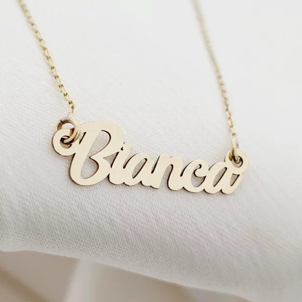 Személyre szabott névlánc - 5-6 betűs - Elegáns betűtípus - 9K Sárga Arany