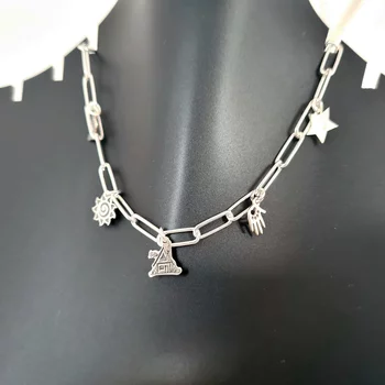 Személyre szabott nyaklánc - Elegáns elemek - Lánc téglalap alakú láncszemekkel - Ezüst 925