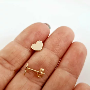 Szív Fülbevaló - 14K Sárga Arany - Természetes Gyémánt - Stekkeres