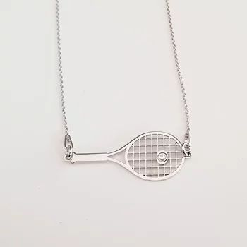 Teniszütő Nyaklánc - 925 Sterling Ezüst - Swarovski Kristály - Körkapocs