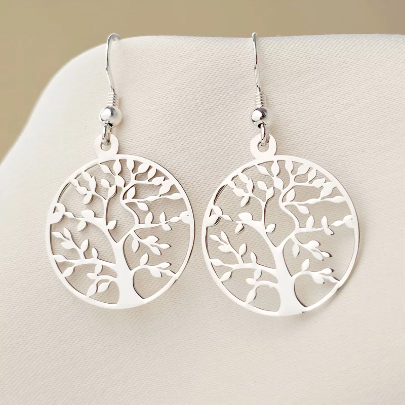 Életfa Fülbevaló - Sterling Ezüst - Kampózár