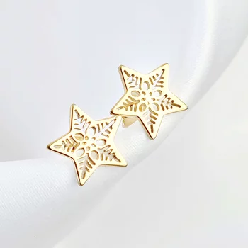 Ünnepi Csillag Fülbevaló - 18K Sárga Aranyozott 925 Sterling Ezüst - Stekkeres