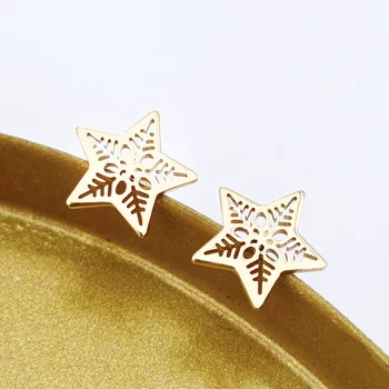 Ünnepi Csillag Fülbevaló - 18K Sárga Aranyozott 925 Sterling Ezüst - Stekkeres