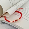 Bratara 3 litere -  MOM  - Aur Galben 14K - Snur rosu impletit dama