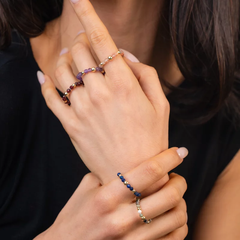 Inele Vitalitate DUO - Pietre semipretioase & Bilute Argint placat cu Aur Galben 18k picture - 2