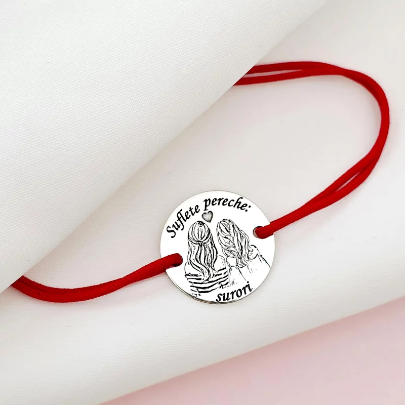 Bratara 2 surori - Suflete pereche - Argint 925 - Snur reglabil picture - 2