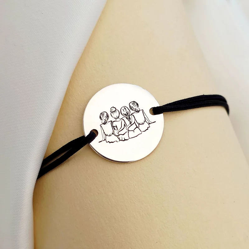 Bratara 4 surori / prietene - Argint 925, snur reglabil picture - 2