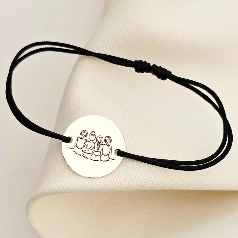 Bratara 4 surori / prietene - Argint 925, snur reglabil picture - 3