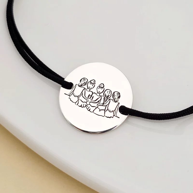 Bratara 5 surori / prietene - Argint 925, snur reglabil picture - 3