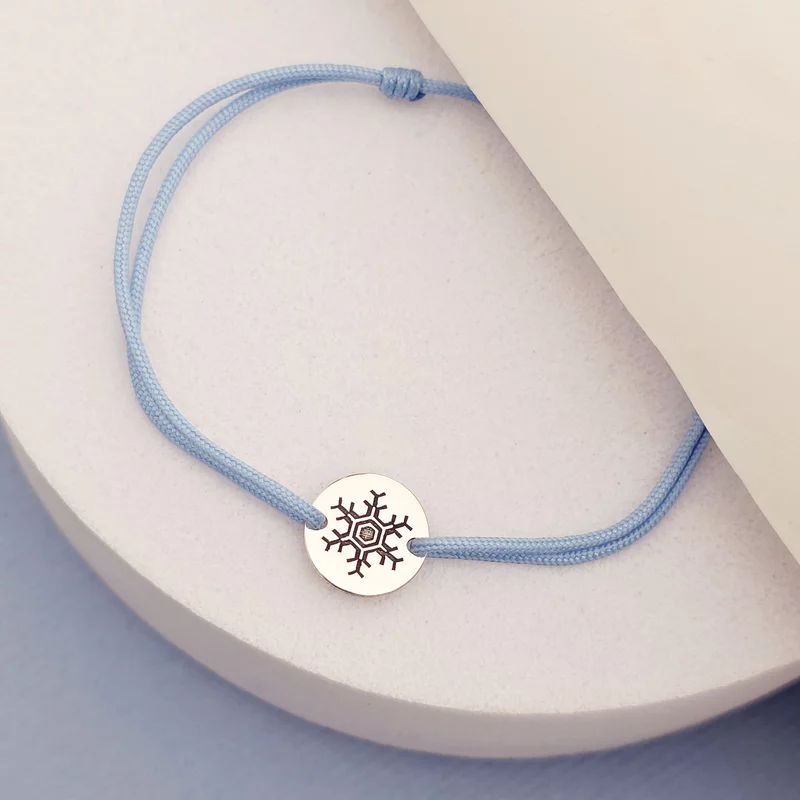 Bratara Craciun - Afara ninge linistit - Argint 925, snur reglabil diverse culori picture - 3