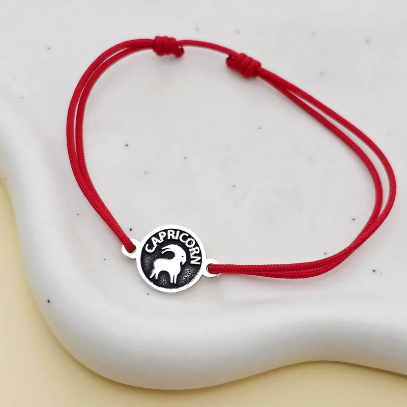 BRATARA ARGINT CAPRICORN - SNUR ROSU picture - 2