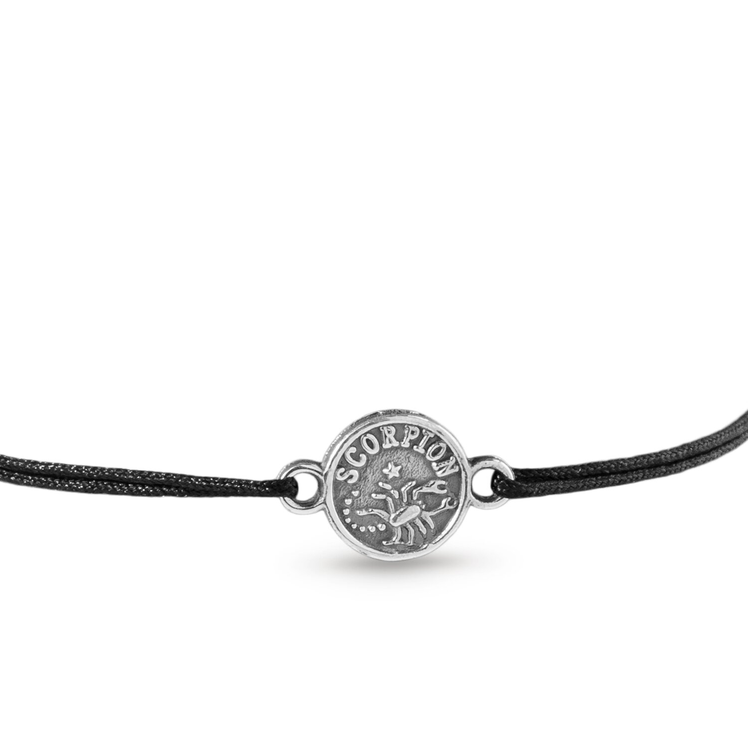 BRATARA ARGINT SCORPION - SNUR NEGRU