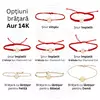 Bratara banut 15 mm - Ingeras decupat - Personalizat cu nume - Aur Galben 14K - snur reglabil