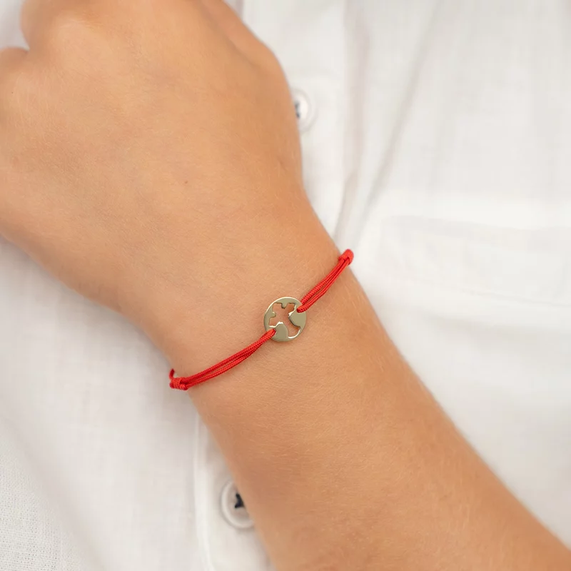 Bratara banut - Cruce decupata - Argint 925 placat cu Aur Galben 18K - snur reglabil picture - 2