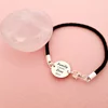 Bratara banut cu mesaj - Family is where love grows - Argint 925, piele neagra impletita