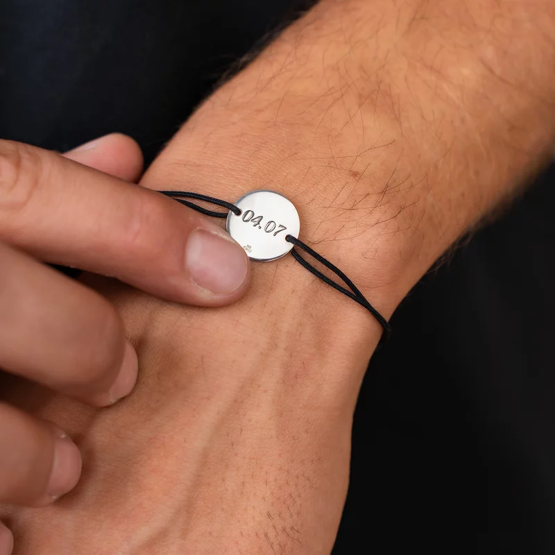 Bratara banut - Cupa gravata - Argint 925, snur negru picture - 4