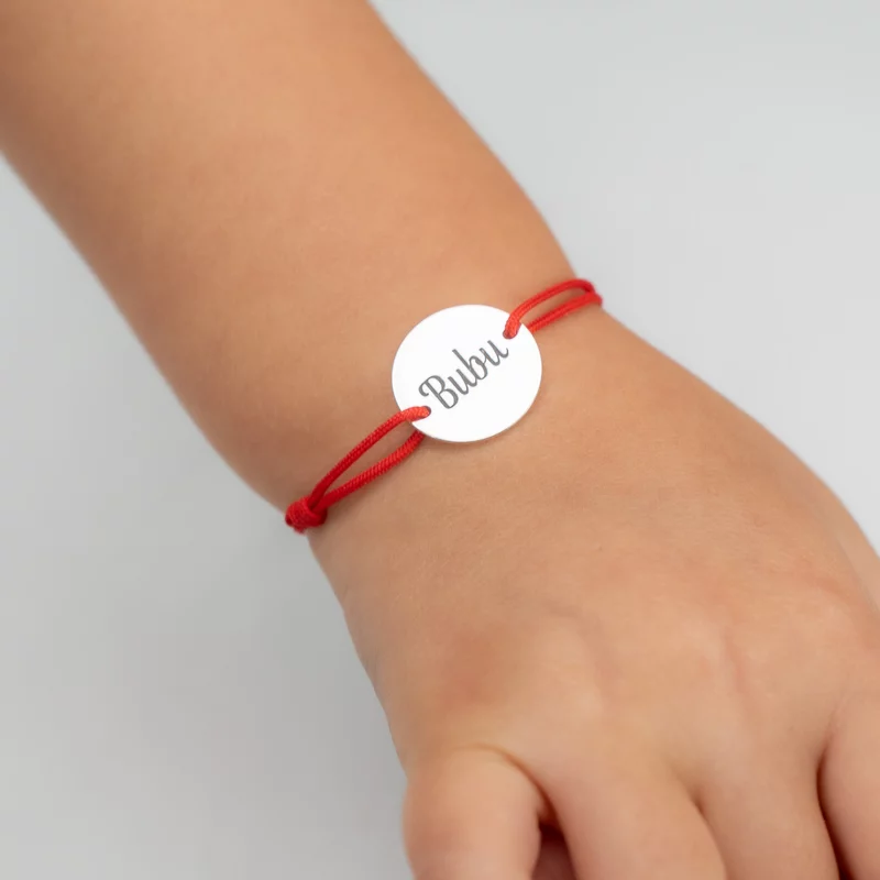 Bratara banut gravat - Argint 925, snur rosu picture - 2